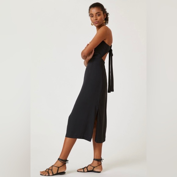 ANTHROPOLOGIE SLEEVELESS DEEP-V MIDI DRESS - Picture 2 of 3